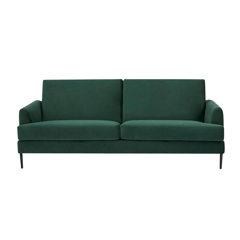 76 in. W Square Arm Fabric Rectangle Straight Sofa in Green