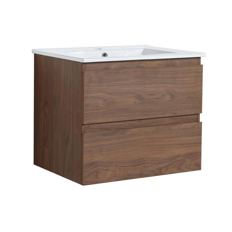 18.3 in. W x 24 in. D x 20.5 in. H in Brown Cabinet with White Top