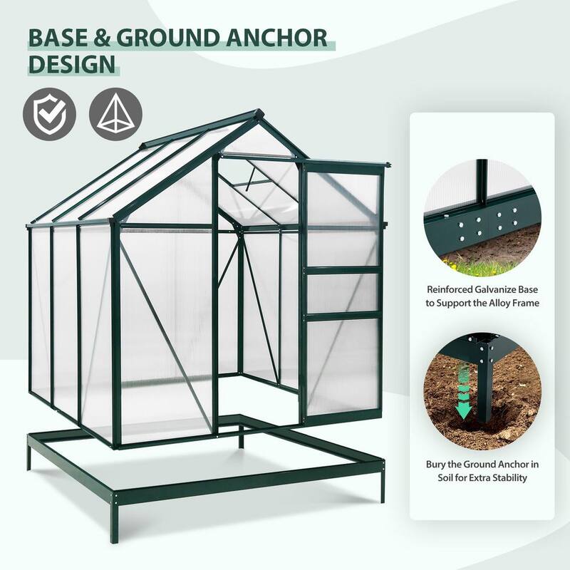 6 ft. W x 6 ft. D x 7 ft. H Outdoor Walk-In Hobby Greenhouse with Sliding Door