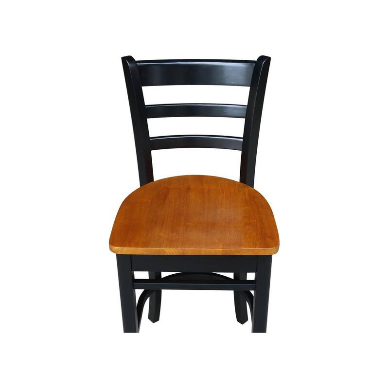 5 PC Set - Cherry / Black Solid Wood 36 in. Square Table with 4 Side Stools