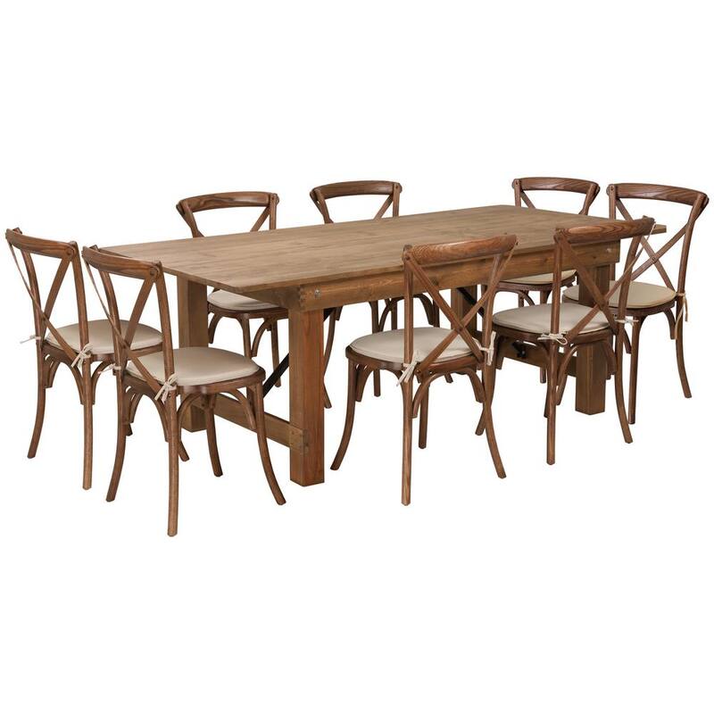 9-Piece Antique Rustic Farm Table Set